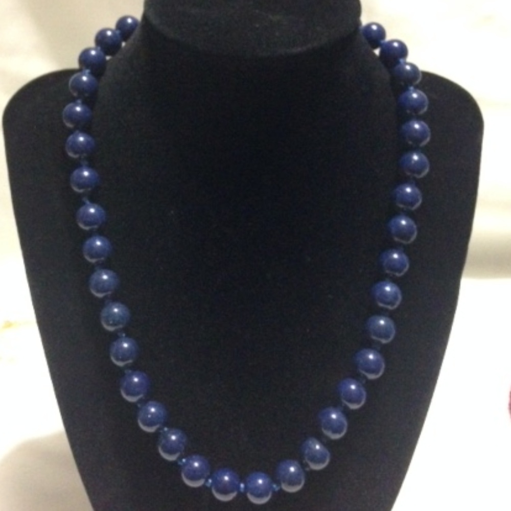NEW! 10mm 300CT Blue Lapis Lazuli Beads Necklace